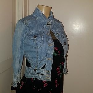 Bebe Denim jean cut off cropped jacket XS